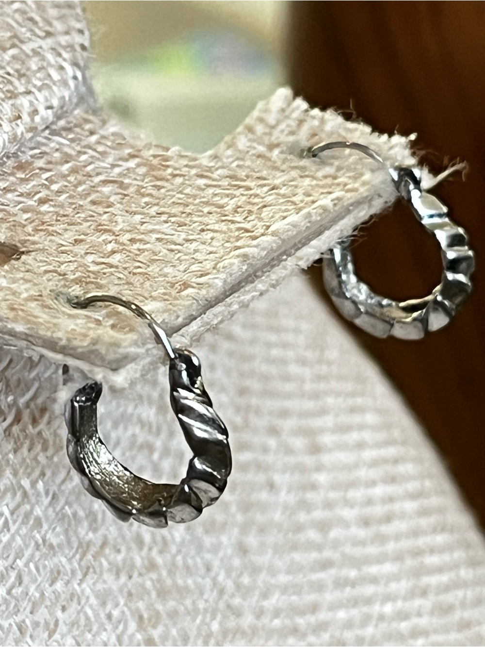 Teeny Tiny Dainty Textured Silver Hoop Earrings